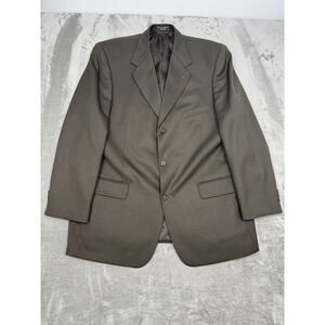 Vintage Gianelli Suit Blazer Jacket Mens 46L 100% Wool Sport Coat Brown 80s 90s